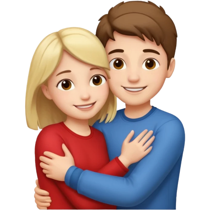 Boy and girl hugging each other in love emoji
