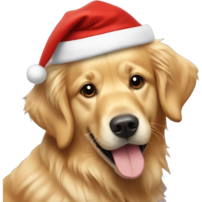 Golden retriever with Santa hat  emoji