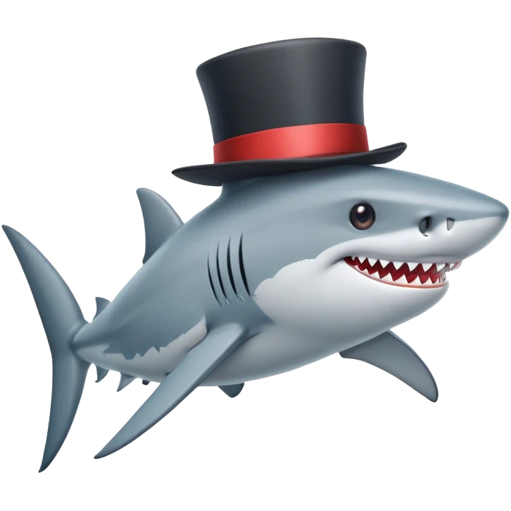 Shark with a top hat emoji