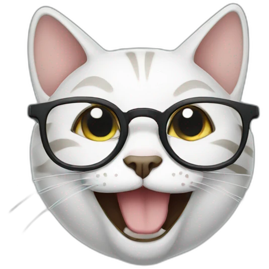 Cat laughing wearing glasses emoji