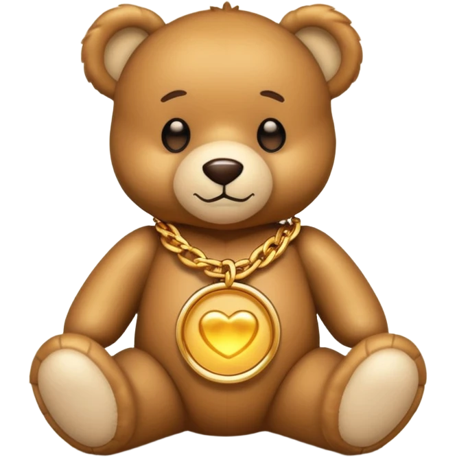 gold metal glow chain tedy bear emoji