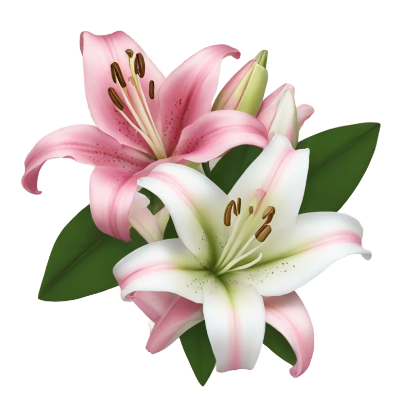 pink and white lilies and roses emoji