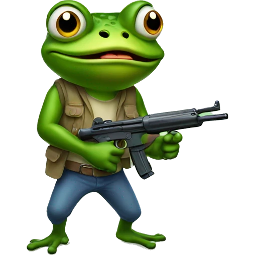 Angry frog with a gun emoji