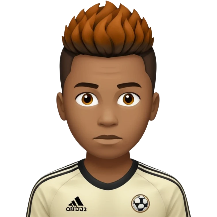 Crie um emoji de um menino com o cabelo castanho claro com uma franja reta e o corte low fade zumbi casaco de gola alta da adidas emoji