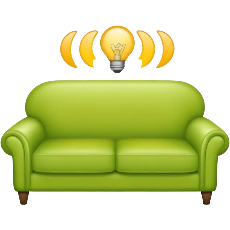 living room in ios emoji style

no TV, and make the couch a light green color emoji