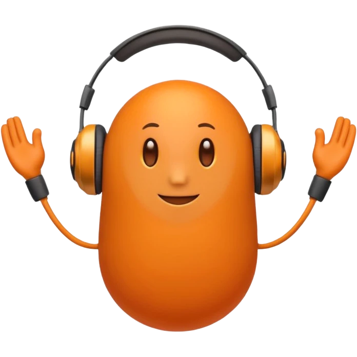 Orange round head with a Orange cone body and without arms and legs with orange antennae and headphones emoji