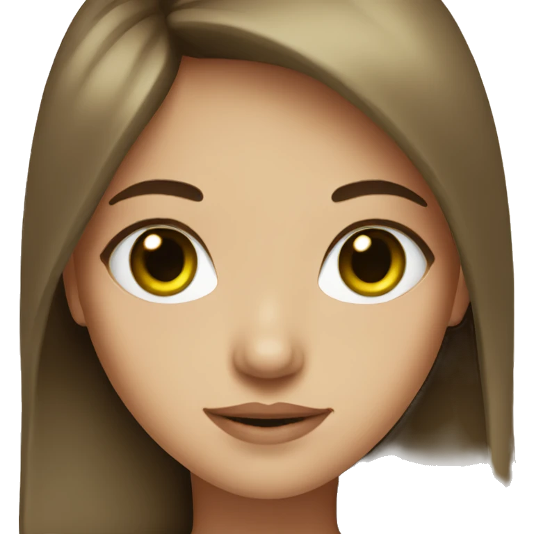 Girl with brown hair green eye emoji