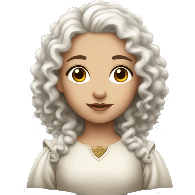 White Medieval beautiful girl with curly hair emoji