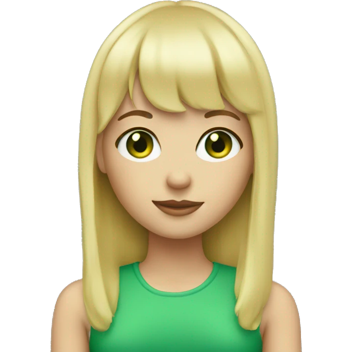 Blonde girl with green eyes and bangs emoji
