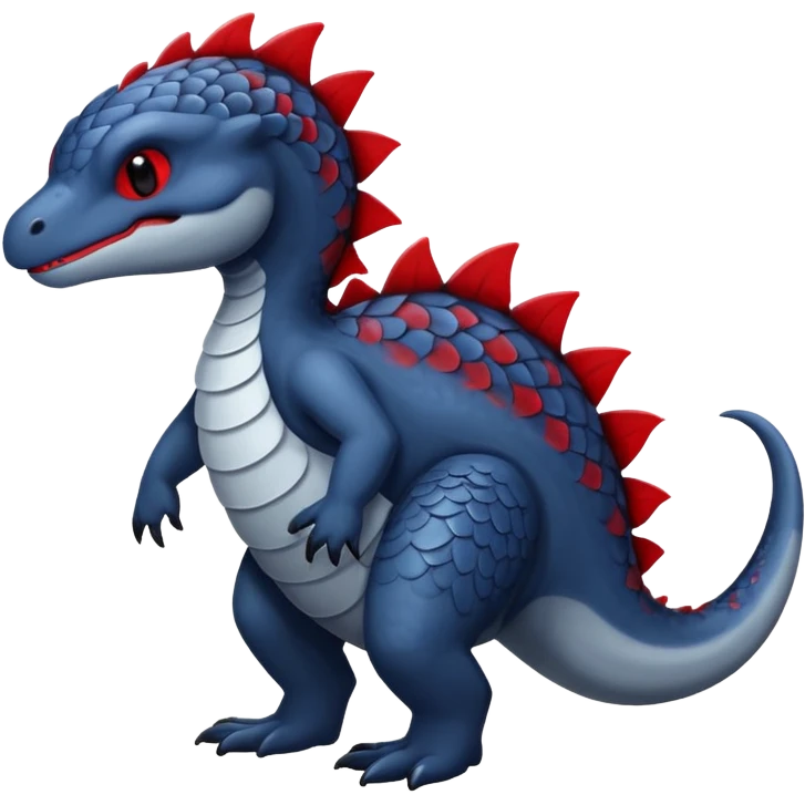 midnight blue-gray-black, with red markings, white belly, scaley Bastet-Noibat-Gatomon-Digimon-Fakémon-Pokémon-creature (full body) emoji