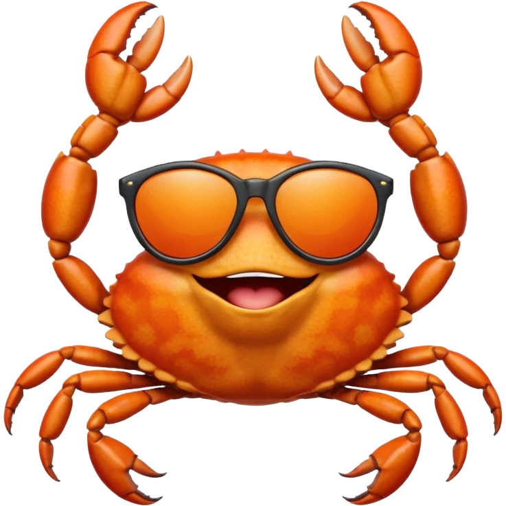 Alaska crab are moving wearing a sunglass and say hi emoji