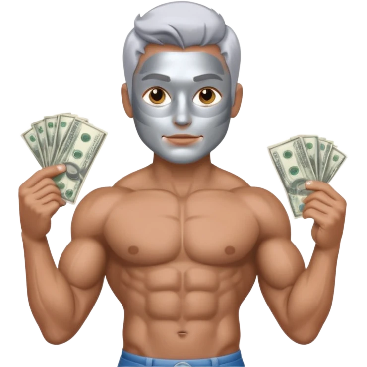 Silver skin muscle holding money emoji