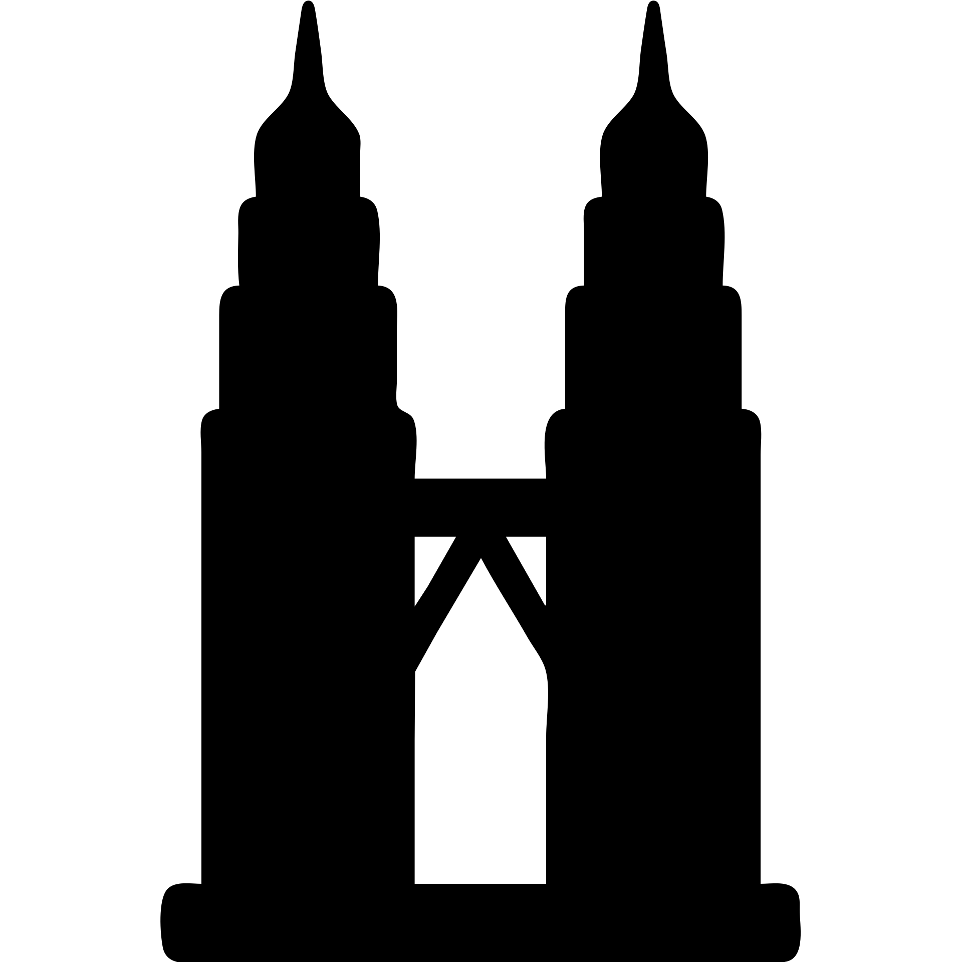 minimalist solid icon of the Petronas Towers, straight-on view emoji