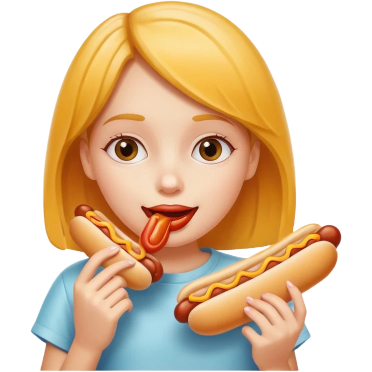 girl eating hotdog emoji