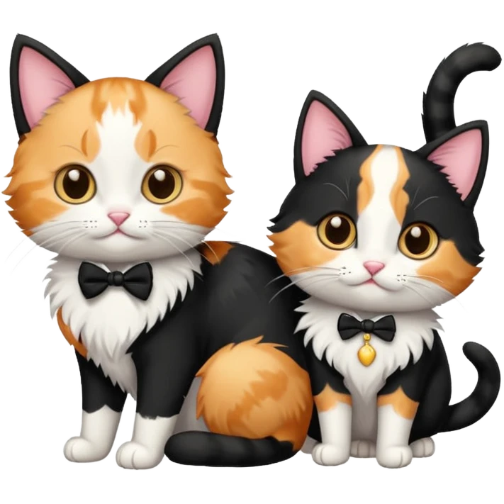 Calico kitten with a tuxedo cat  emoji