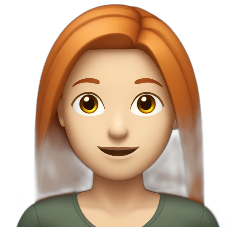 redhead white woman with medium long straight hair, saying ok emoji