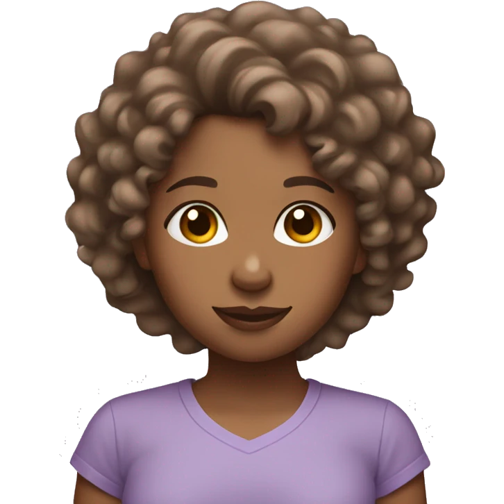 Brown girl with curly hair and light purple shirt emoji