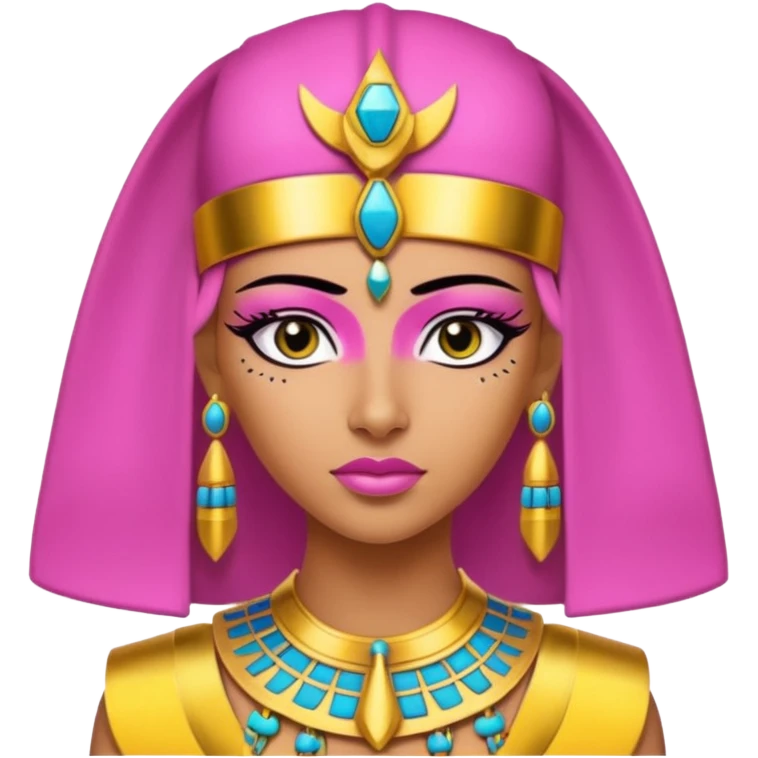 pink Cleopatra, Egyptian pharaoh with headdress and eyeliner emoji