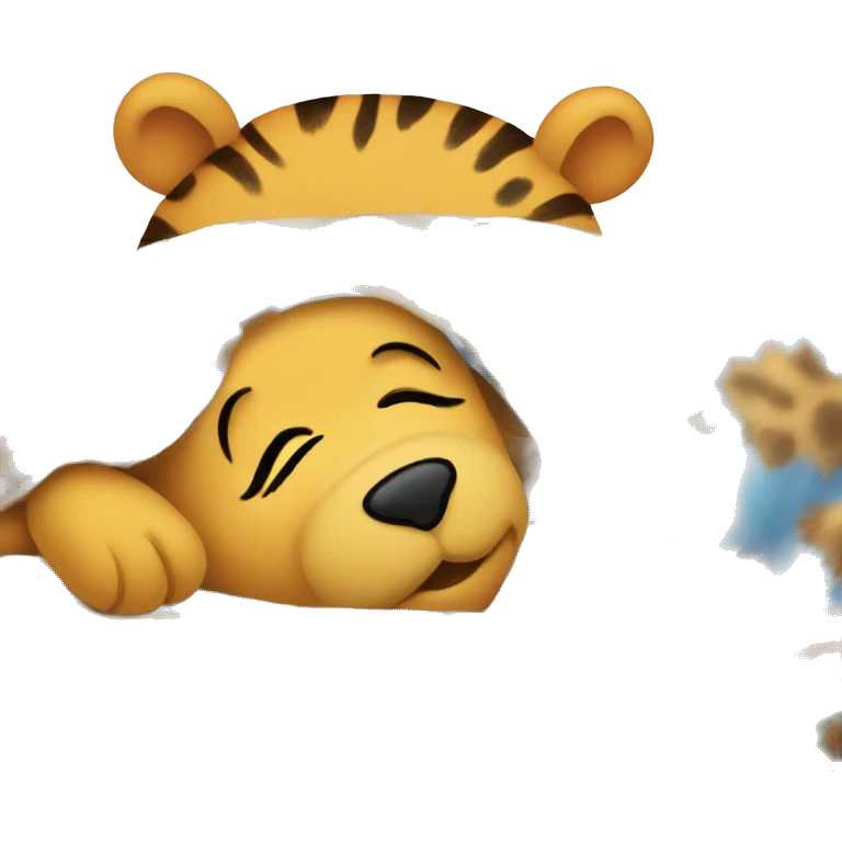 Winnie the pooh sleeping with a leopard patterned blanket emoji