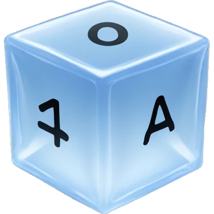 Create an emoji of a transparent cube-shaped object with showing number like 0 and 1 a lot inside the cube emoji