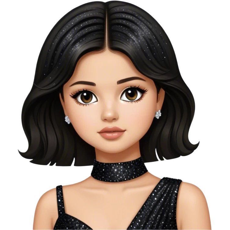 selena gomez in a black sparkly gown emoji