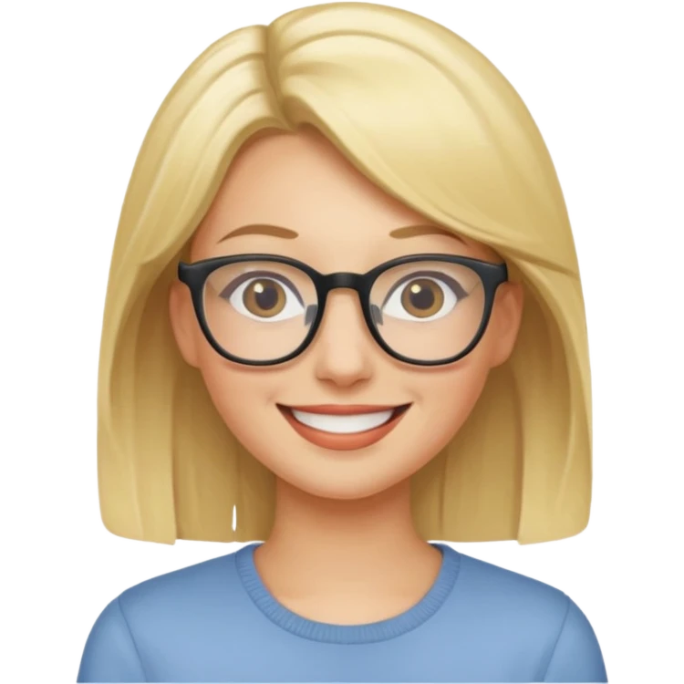mulher loira com oculos emoji