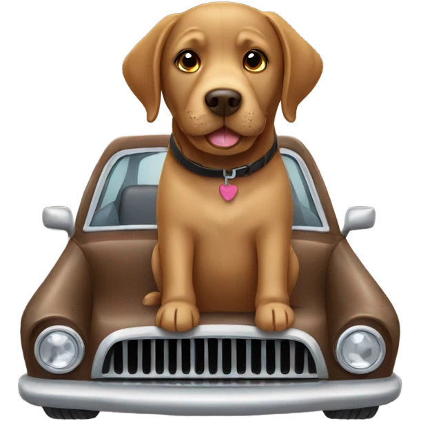 Brown Labrador in a car emoji