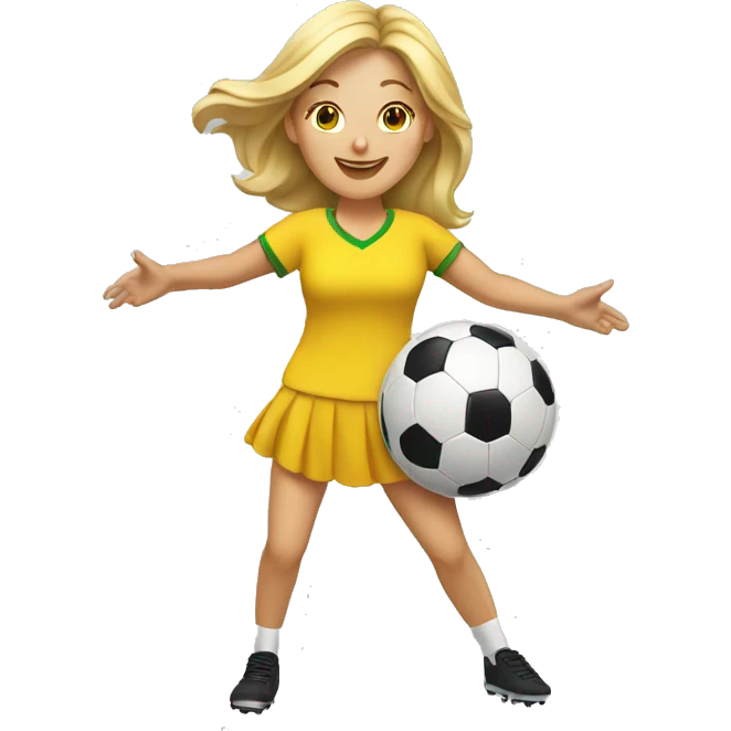 blond woman spinning a soccer ball on her hands emoji