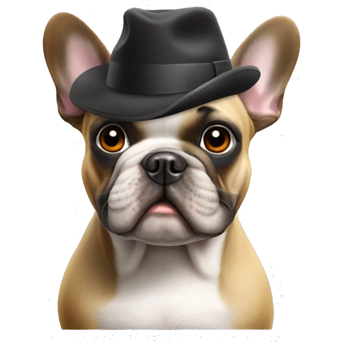 French bulldog with a hat ￼￼ emoji