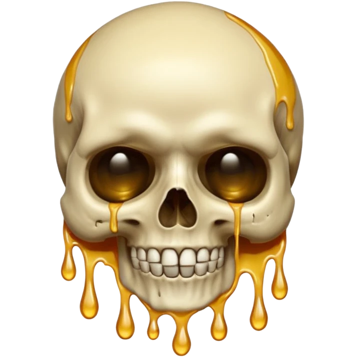Skull smiling with singular massive sweat drip emoji