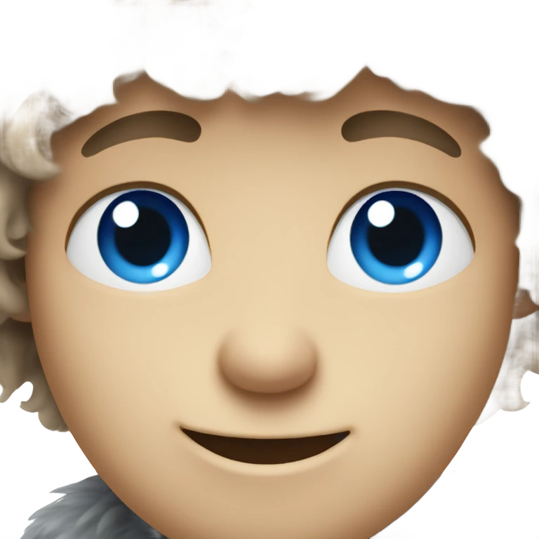 hairy boy smiling at viewer with blue eyes emoji