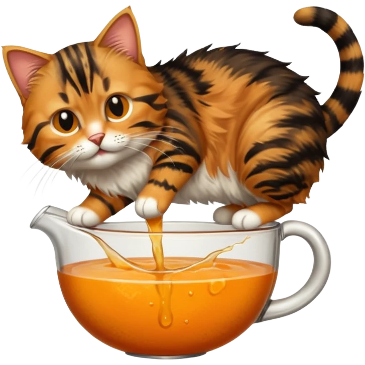 a pouring tabby cat emoji