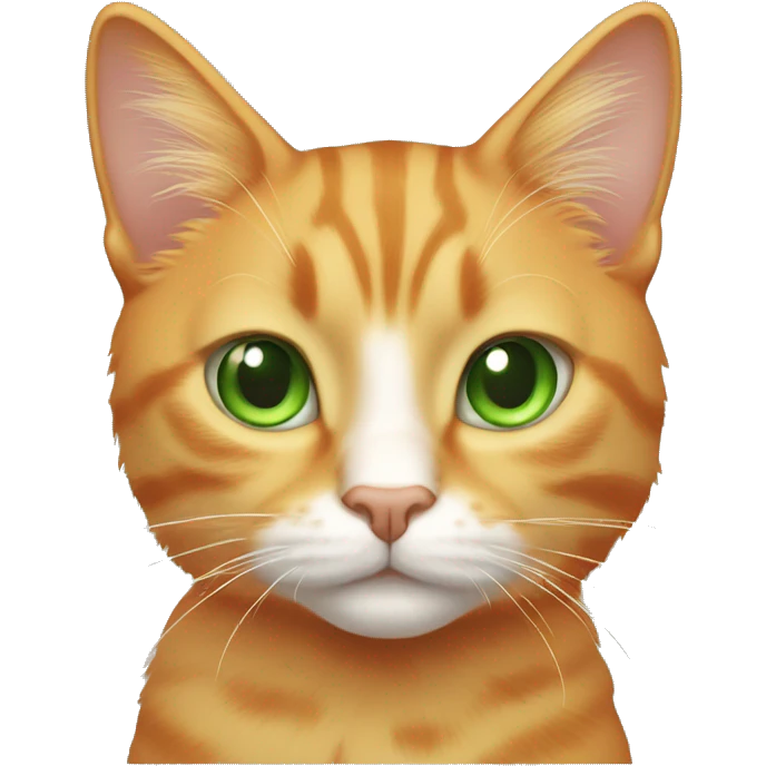 Light orange cat with white tummy and green eyes emoji