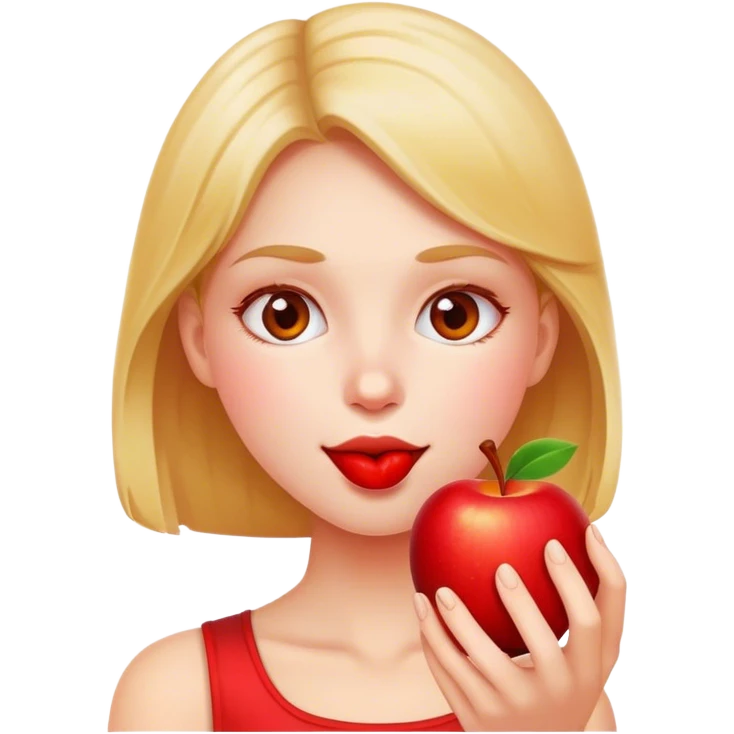 Girl eating  apple emoji