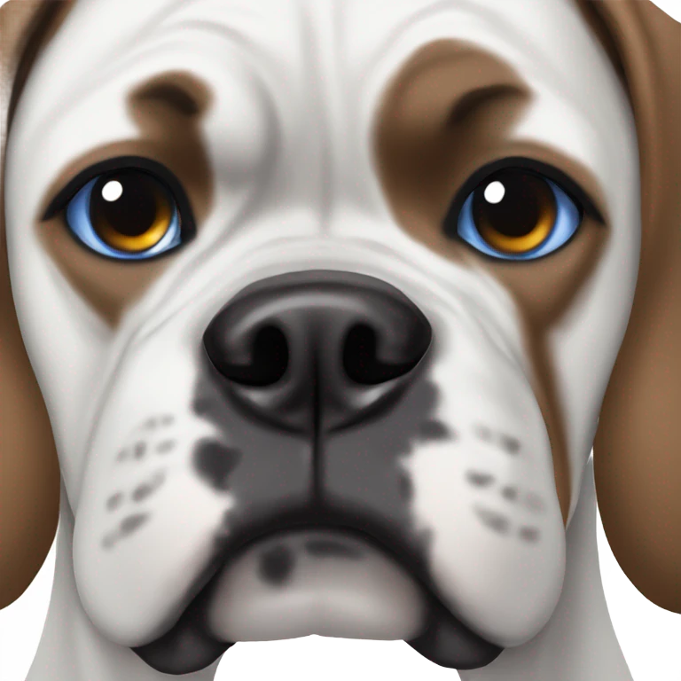 White boxer with one brown eye one blue eye emoji