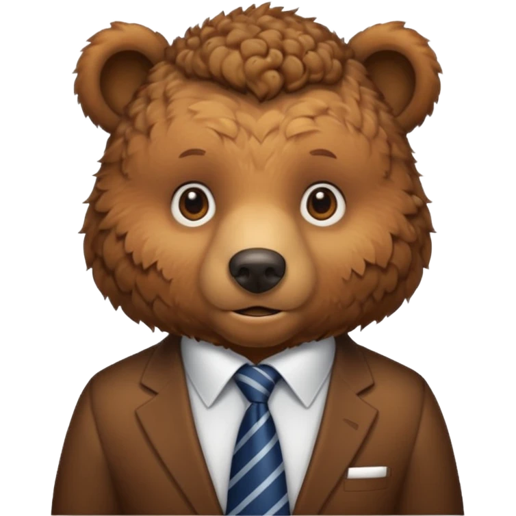curly hair bear with tie emoji