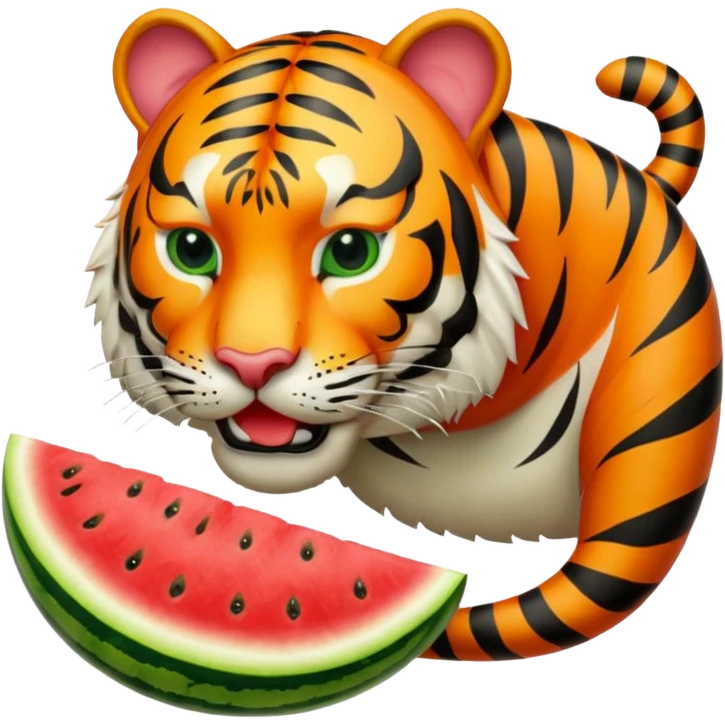 tiger eating watermelon emoji