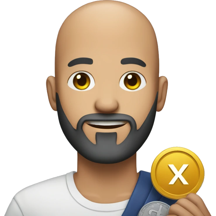  Bald guy with beard holding XRP coin logo emoji
