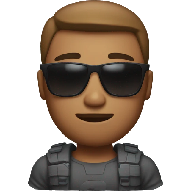 Muscle man with hands folded and with sunglasses emoji