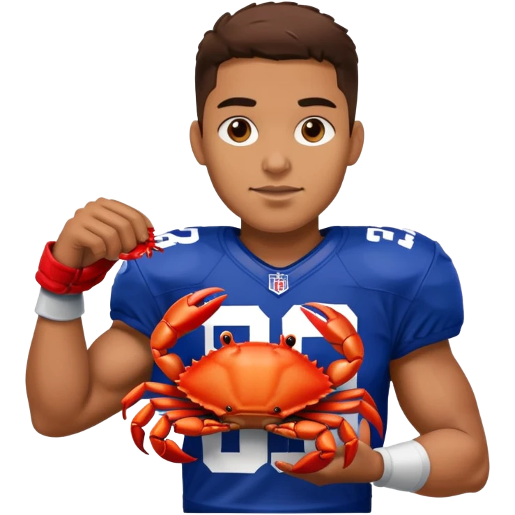 #15 New York giants player holding a crab emoji