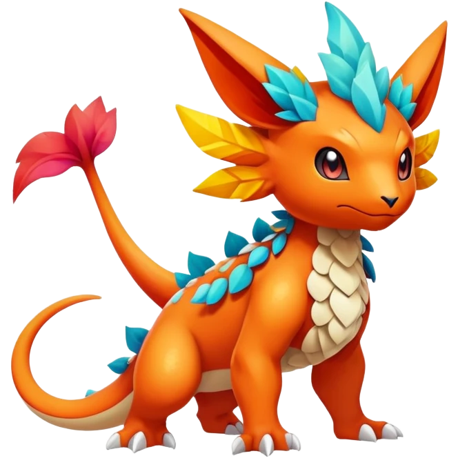 Elemental magical colorful exotic animesque Pokémon-Fakémon-creature, (full body) emoji