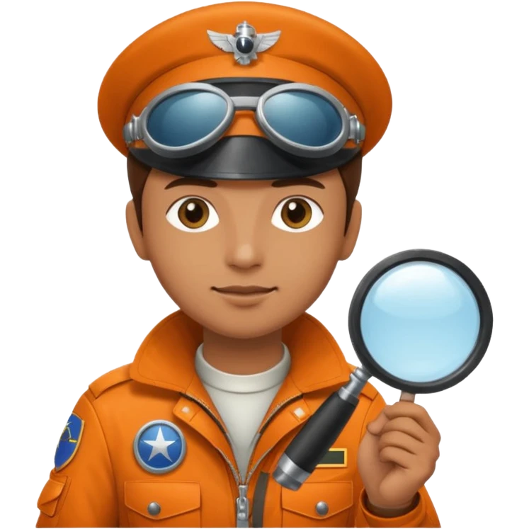 pilot holding a magnifying glass emoji