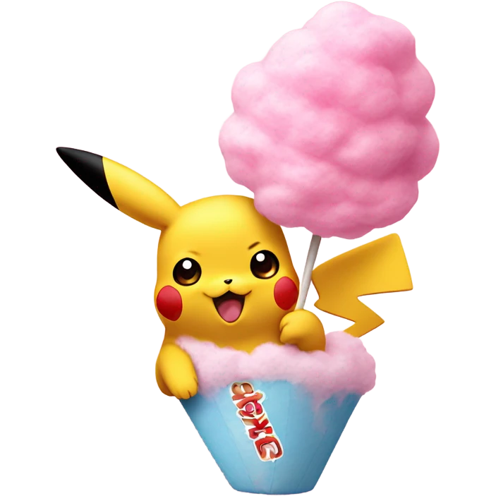 Pikachu eating cotton candy emoji