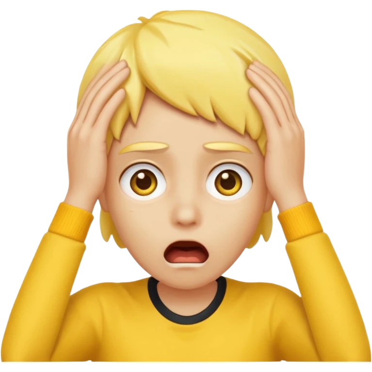 Shocked face hands on head 2d yellow face  emoji