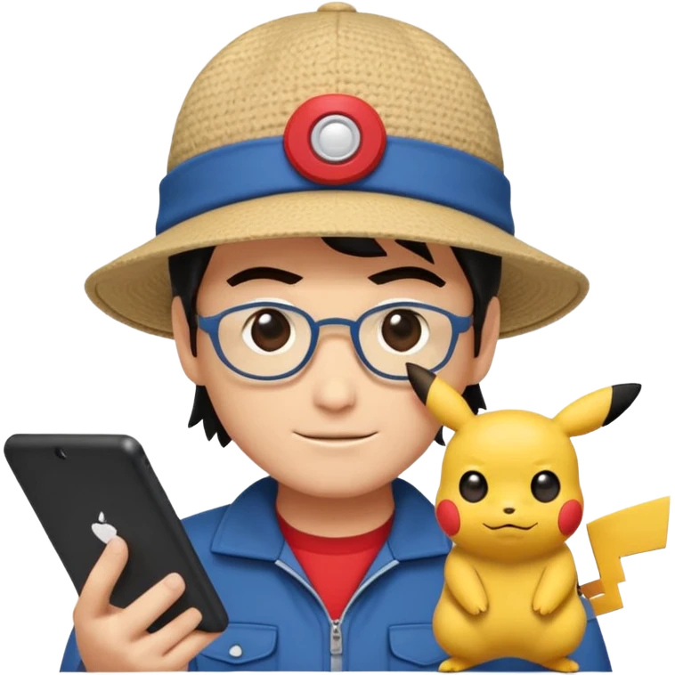 gere emoji do Ash Ketchum o personagem de Pokemon de tiferentes tipos se basenado no do whatsapp mais com um toque de programdador  emoji