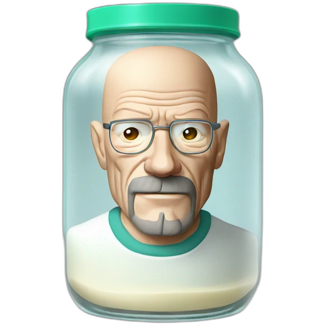 Walter white figure in jar with milk emoji