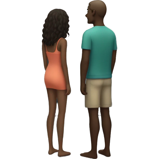 Man and woman are looking at the sea at night emoji