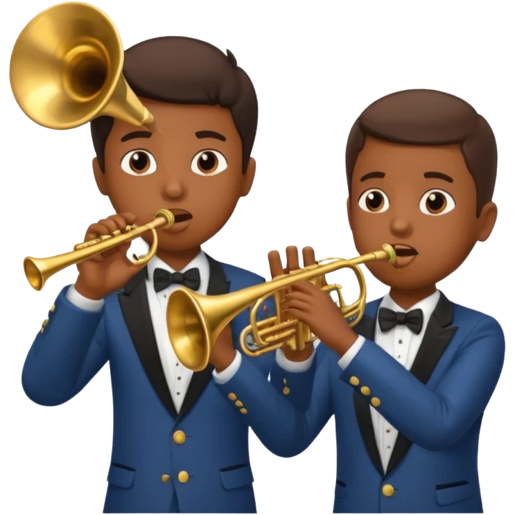 Boy with trumpet aruguing with boy with trombone emoji
