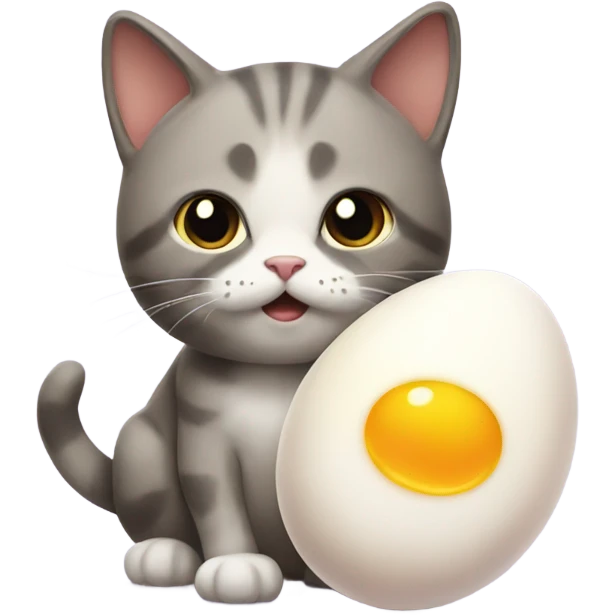 Cat with egg friend emoji