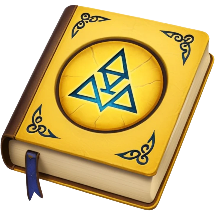 mystic yellow book, ancient runes, magical aura, enchanted emoji